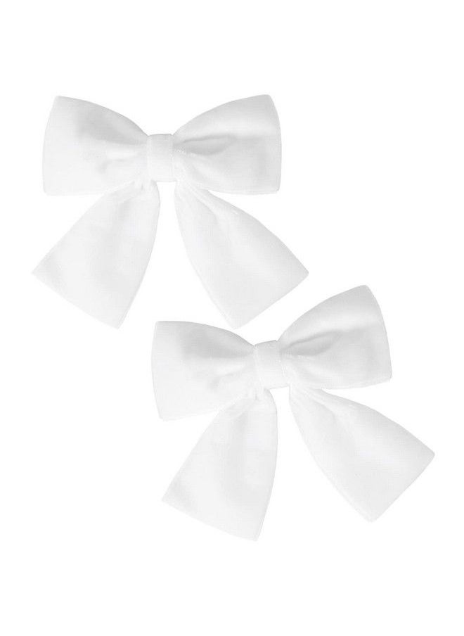 Aileam - 2Pcs Velvet Hair Bows White Hair Ribbon Clips 4" Big Fall Alligator Clips Hair Accessories For Women Girls Toddlers Kids Baby - Image 1