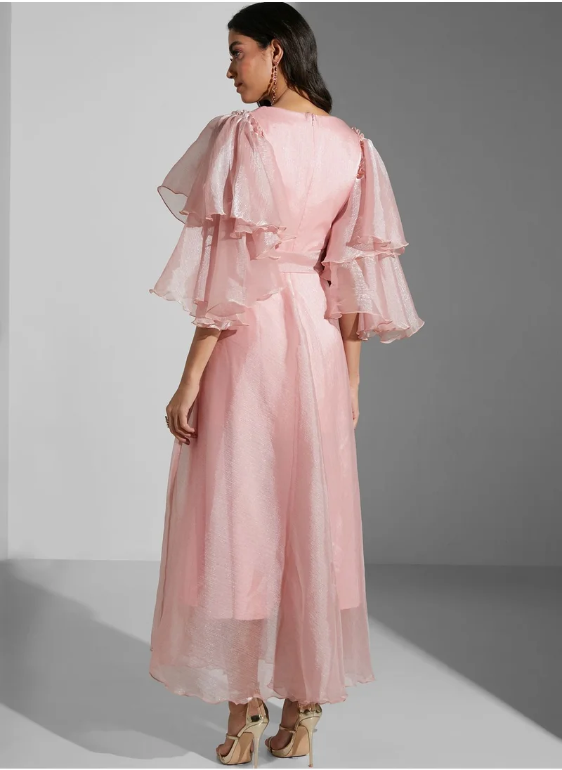 Namshi x Ruffle Sleeve Wrap Dress