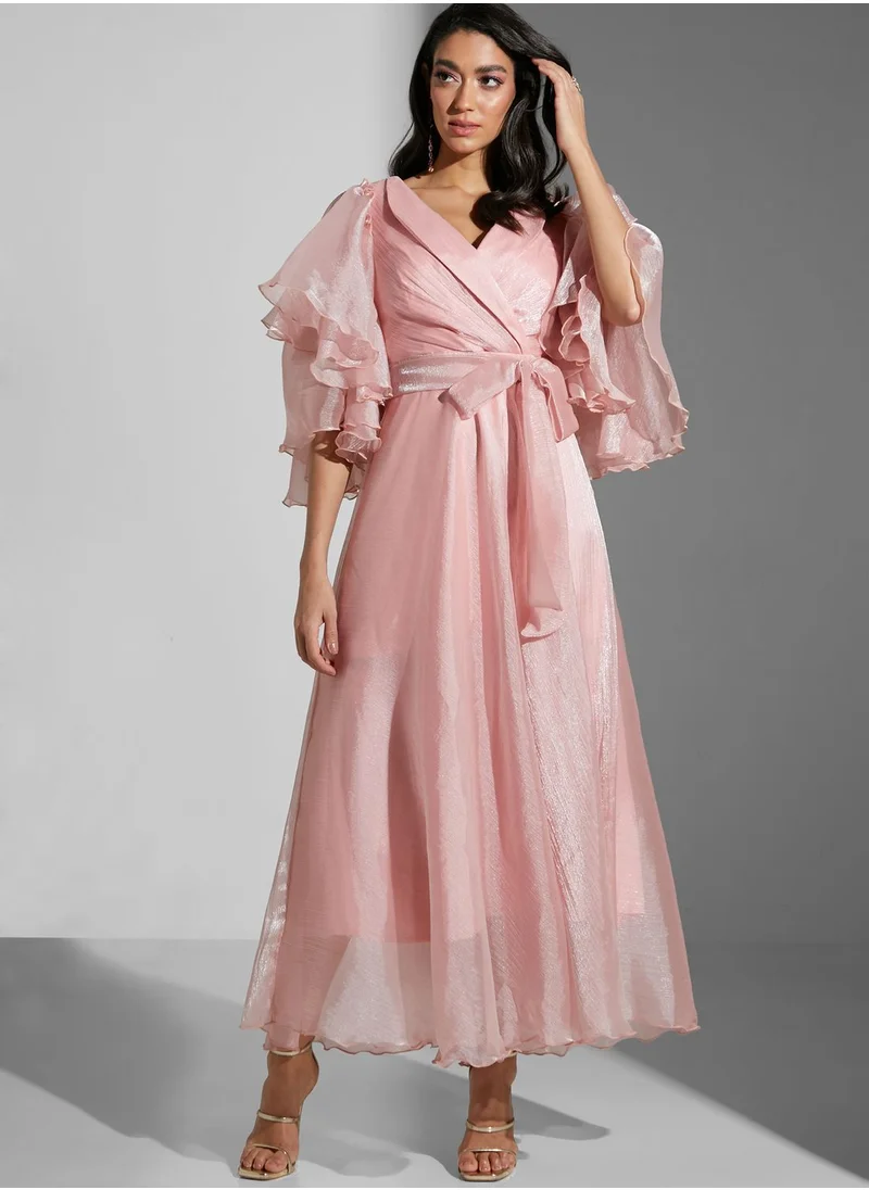 Namshi x Ruffle Sleeve Wrap Dress