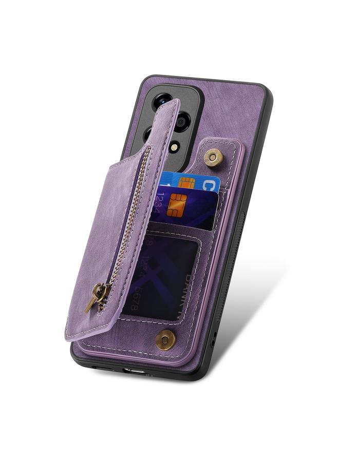 S-TOP Case For Honor 100 Retro Leather Zipper Wallet Back Phone Case - Image 4