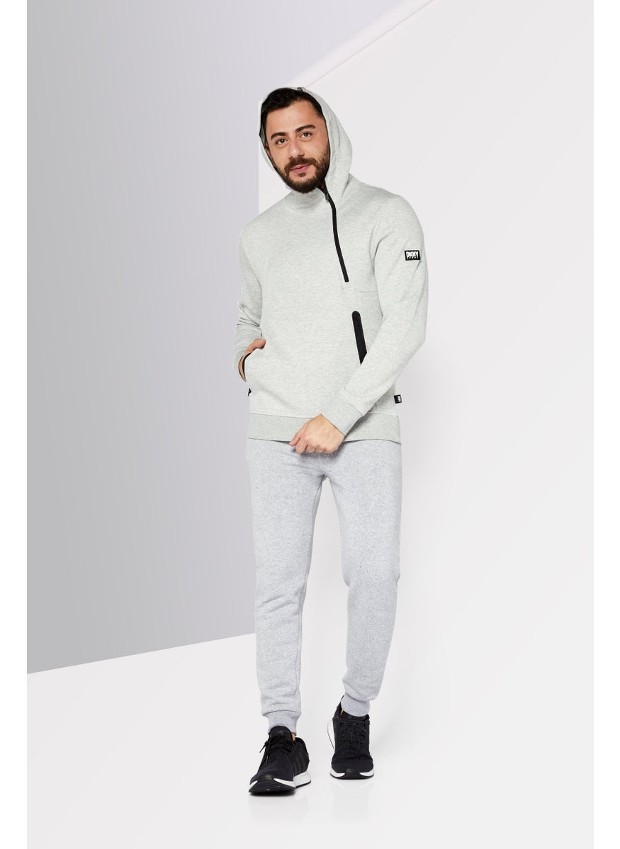 DKNY Sport Men Sportswear Fit Hyper Asymmetrical Long Sleeve Hoodie, Grey  - Image 4