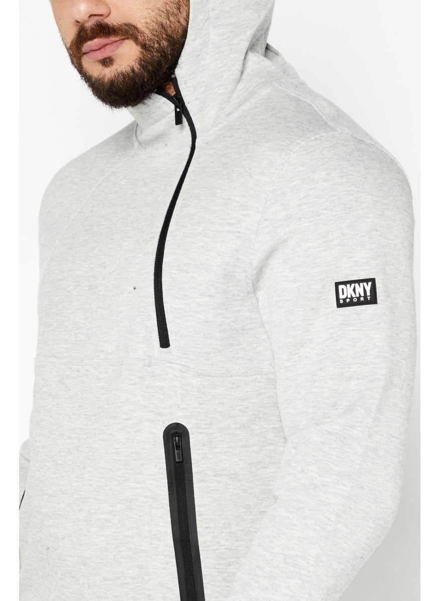 DKNY Sport Men Sportswear Fit Hyper Asymmetrical Long Sleeve Hoodie, Grey  - Image 3