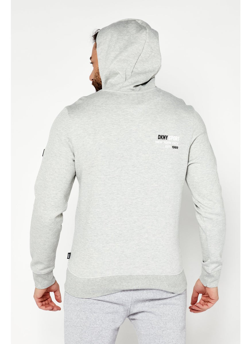 DKNY Sport Men Sportswear Fit Hyper Asymmetrical Long Sleeve Hoodie, Grey  - Image 2