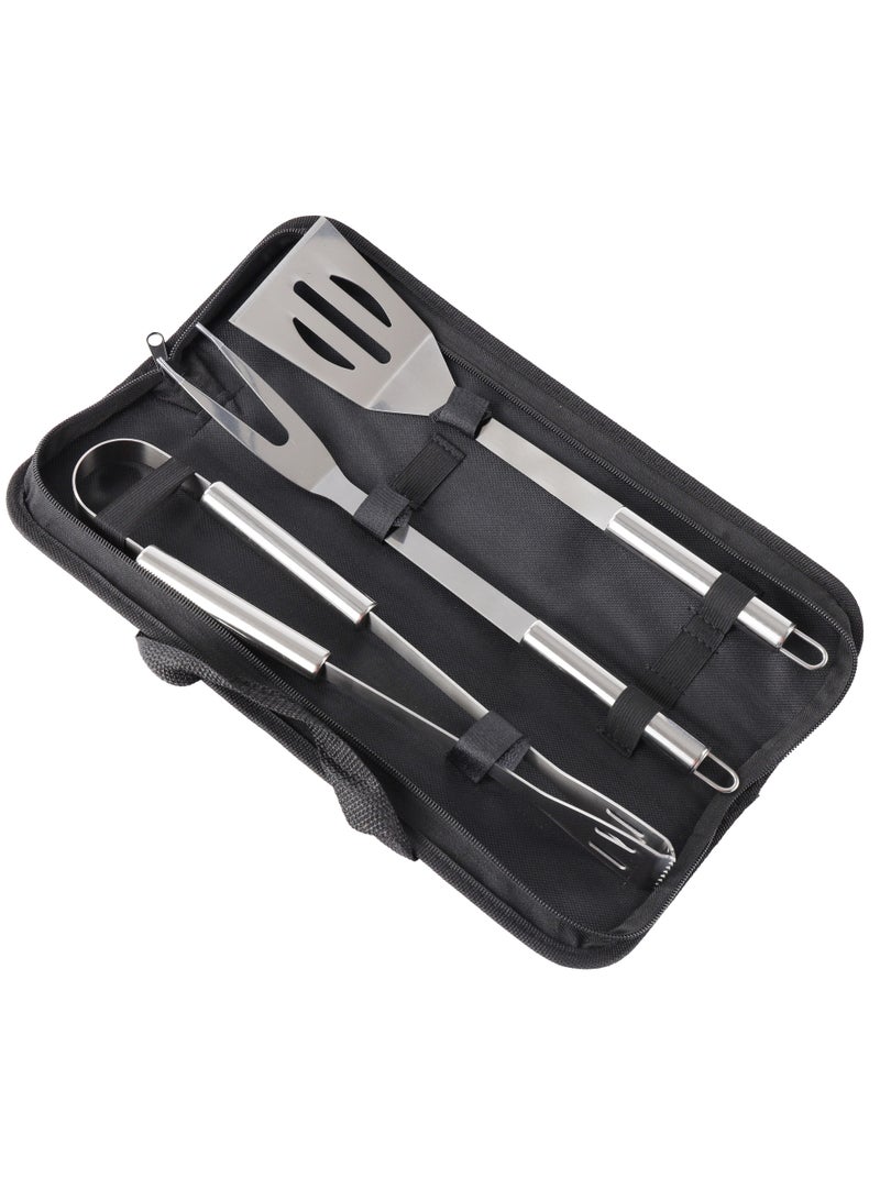 Royalford Pack of Three BBQ Tools Set- RF11678 Stainless Steel Tools, Includes a Fork, a Tong and a Grill Spatula Perfect for Indoor, Camping, Hiking and Other Outdoor Entertainment Strong, Sturdy  - Image 1