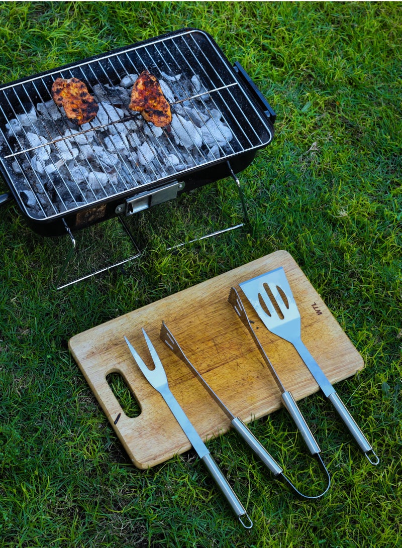 Royalford Pack of Three BBQ Tools Set- RF11678 Stainless Steel Tools, Includes a Fork, a Tong and a Grill Spatula Perfect for Indoor, Camping, Hiking and Other Outdoor Entertainment Strong, Sturdy  - Image 2