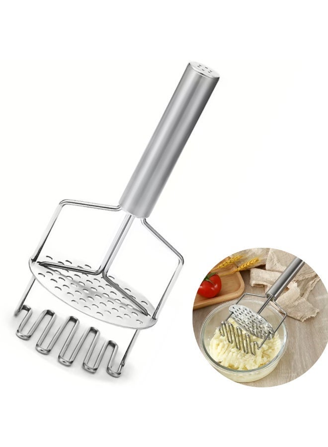 أمم هراسة البطاطس من الفولاذ المقاوم للصدأ – أداة مطبخ ثقيلة الاستخدام ذات وظيفتين - Image 4