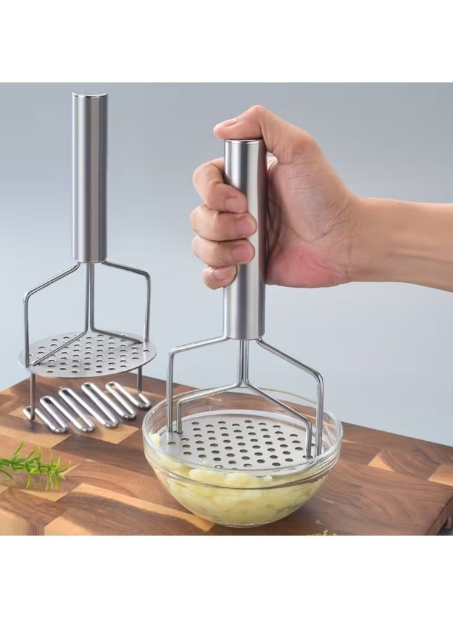 أمم هراسة البطاطس من الفولاذ المقاوم للصدأ – أداة مطبخ ثقيلة الاستخدام ذات وظيفتين - Image 1