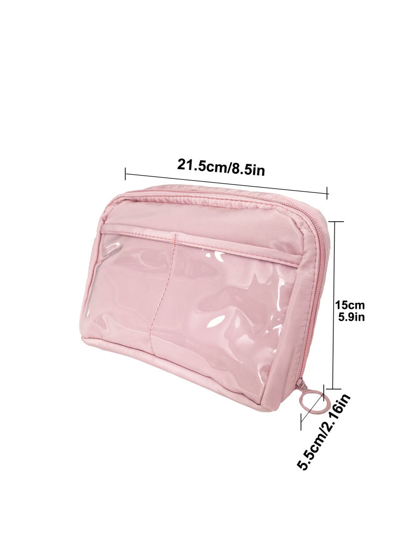 Big Capacity Pencil Pen Case, Pen Case Office College School Large Storage High Capacity Bag Pouch Holder Box Organizer Light, Fashionable pencil case for boys and girls (Pink) - Image 2