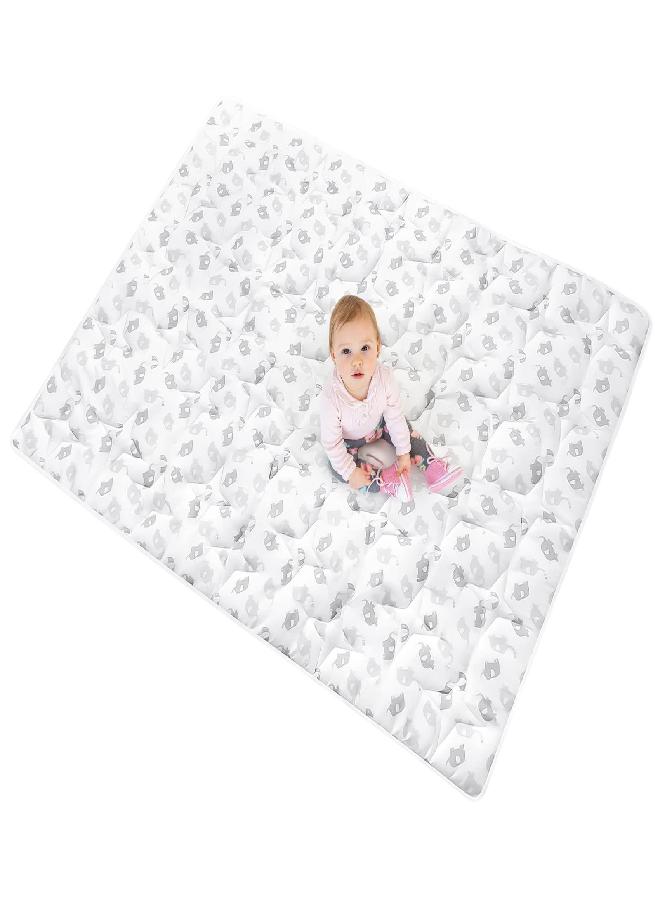 Moonsea Baby Play Mat Extra Thick, Large, Crawling Mat Non Slip Cushioned Baby Mats for Playing 78.5x55 Inches, Grey Elephant - Image 3