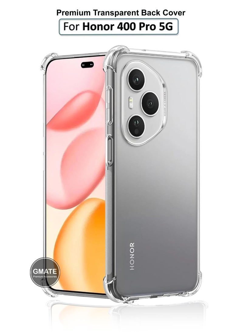 GMATE Honor 400 Pro - Ultra Clear Flexible Shockproof Silicone  Back Cover With Raised Edge Bumps Protection - Transparent - Image 1