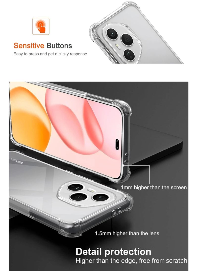 GMATE Honor 400 Pro - Ultra Clear Flexible Shockproof Silicone  Back Cover With Raised Edge Bumps Protection - Transparent - Image 4