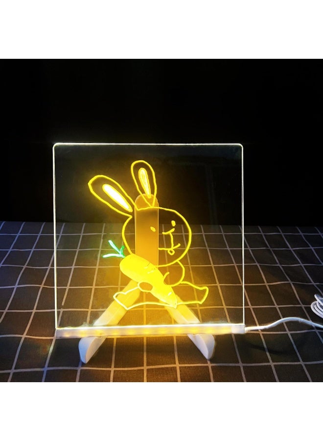 Children's Glowing Drawing Board with Light - DIY Acrylic Board for Home, Transparent Coloring Set, Adjustable Triangle Stand, Reusable Erasable Black Board with Color Pens and Wipe Cloth - Image 4