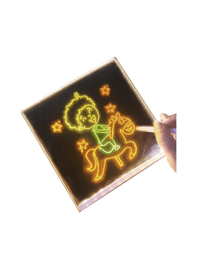 Children's Glowing Drawing Board with Light - DIY Acrylic Board for Home, Transparent Coloring Set, Adjustable Triangle Stand, Reusable Erasable Black Board with Color Pens and Wipe Cloth - Image 1