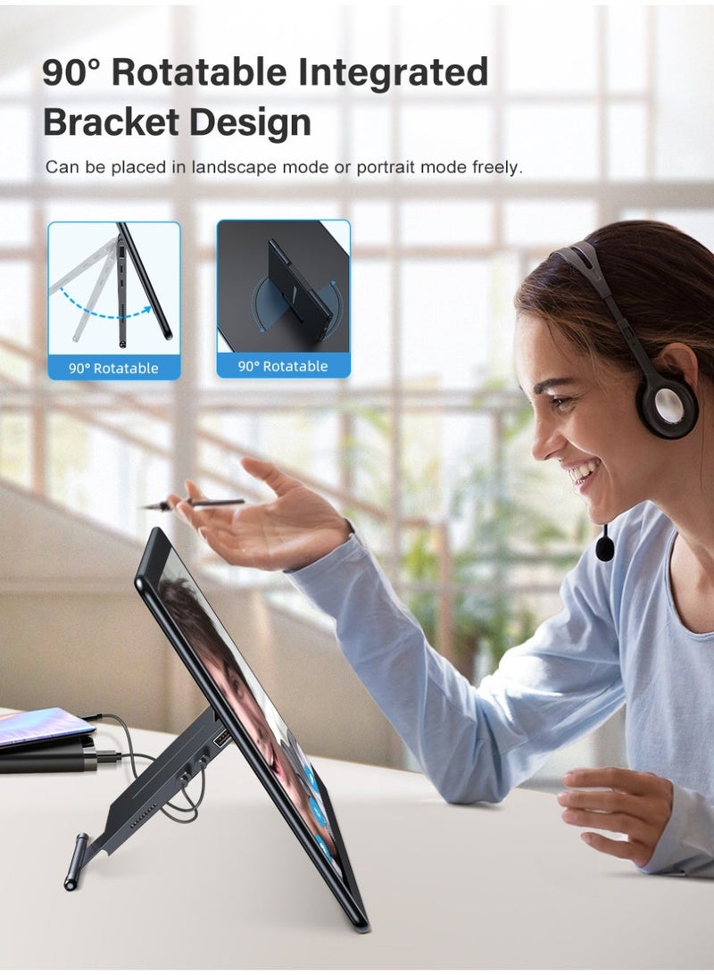 أوبيرفكت شاشة محمولة 15.6 بوصة 60 هرتز شاشة ثانية 1920*1080 FHD IPS USB C وميناء Mini HDMI حامل دوار مدمج للكمبيوتر المحمول/الهاتف/جهاز الألعاب - Image 5