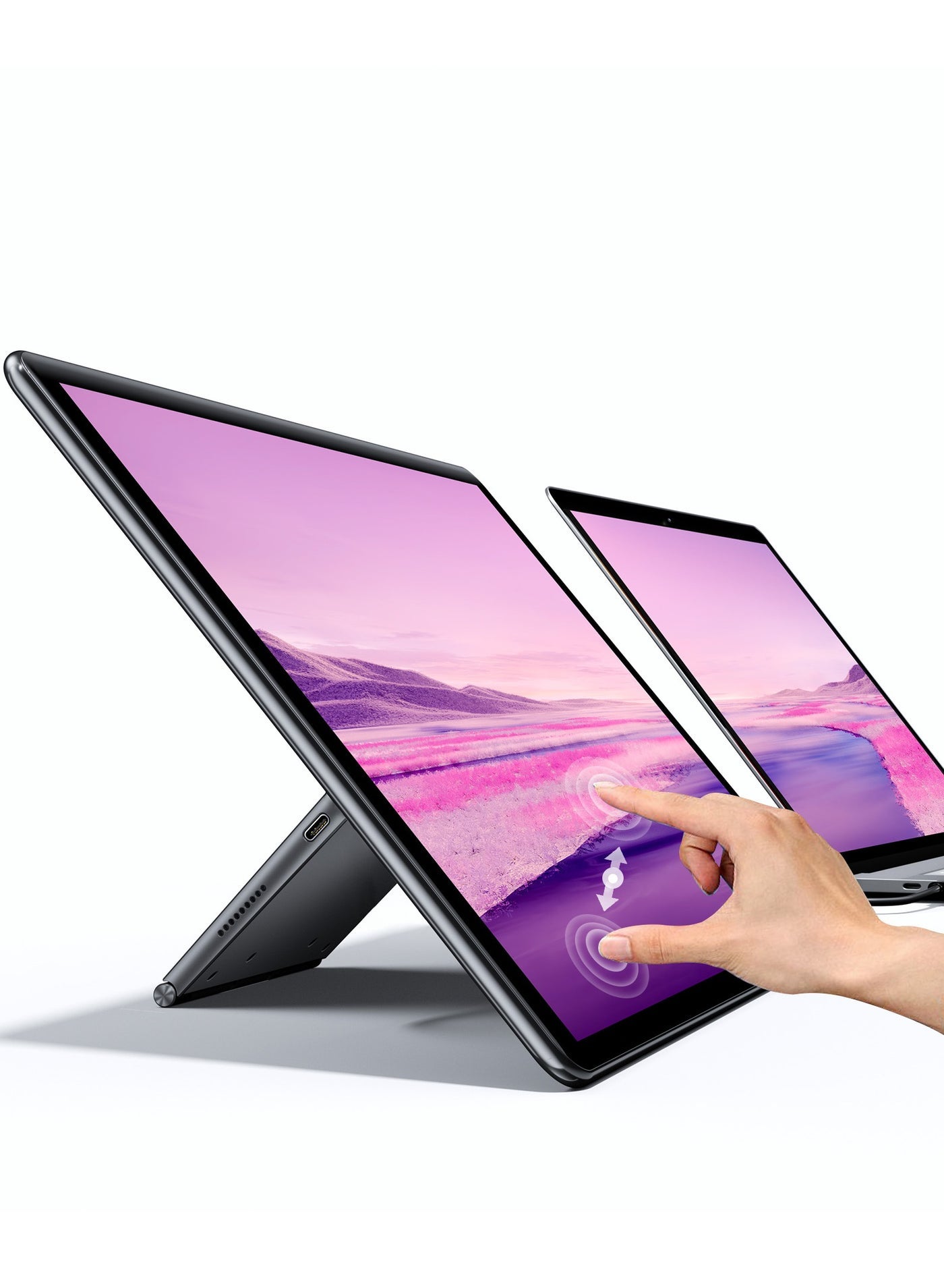 Portable Monitor 15.6 Inch 60Hz Second Screen 1920*1080 FHD IPS USB C & Mini HDMI Port Built-in Rotatable Stand for Laptop/Phone/Game Console