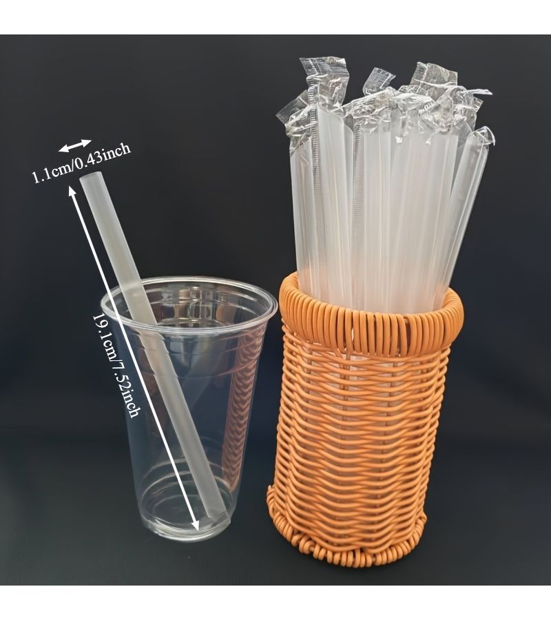 97pcs Transparent Straws With Slanted Tip For Extra Large Milk Tea And Smoothies - Image 3