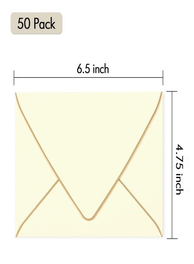 AZAZA A6 Ivoy Envelopes 4 x 6 With Gold Border,- 50 Pack,For 4x6 Cards| Quick Self Seal| Perfect for Weddings, Invitations, Photos, Graduation, Baby Shower|Thick Luxury paper|6.5 x 4.75 (Ivory) - Image 2