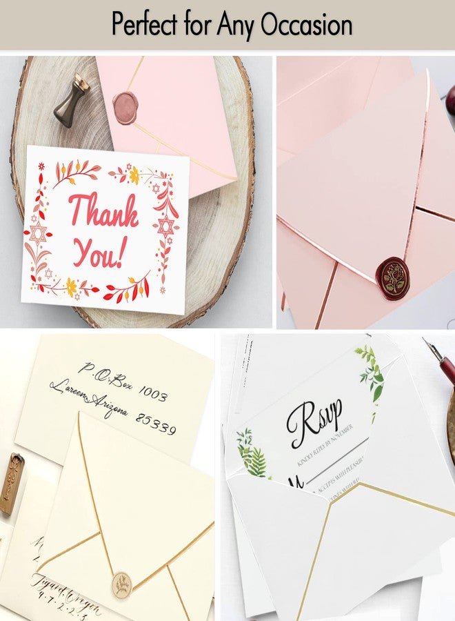 AZAZA A6 Ivoy Envelopes 4 x 6 With Gold Border,- 50 Pack,For 4x6 Cards| Quick Self Seal| Perfect for Weddings, Invitations, Photos, Graduation, Baby Shower|Thick Luxury paper|6.5 x 4.75 (Ivory) - Image 5