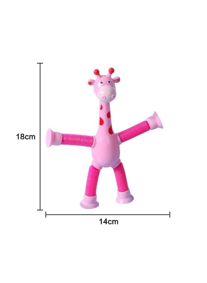 JZS 4 Pcs LED Telescopic Suction Cup Giraffe Toy, Sensory Tube Suction Cup Shape Changing Telescopic Tube Fidget Toys for Kids(Giraffe) - Image 2