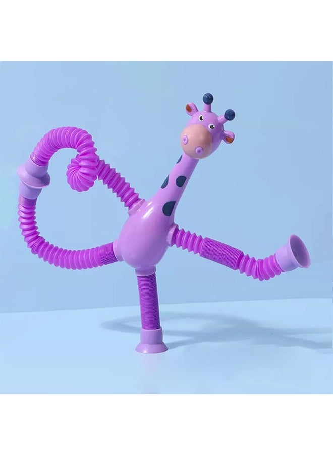 JZS 4 Pcs LED Telescopic Suction Cup Giraffe Toy, Sensory Tube Suction Cup Shape Changing Telescopic Tube Fidget Toys for Kids(Giraffe) - Image 4