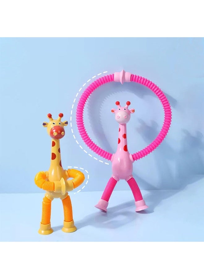 JZS 4 Pcs LED Telescopic Suction Cup Giraffe Toy, Sensory Tube Suction Cup Shape Changing Telescopic Tube Fidget Toys for Kids(Giraffe) - Image 5