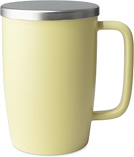 ForLife FORLIFE Dew Satin Finish Brew-In-Mug with Basket Infuser & Stainless Lid 18 oz., Lemon Grass - Image 1