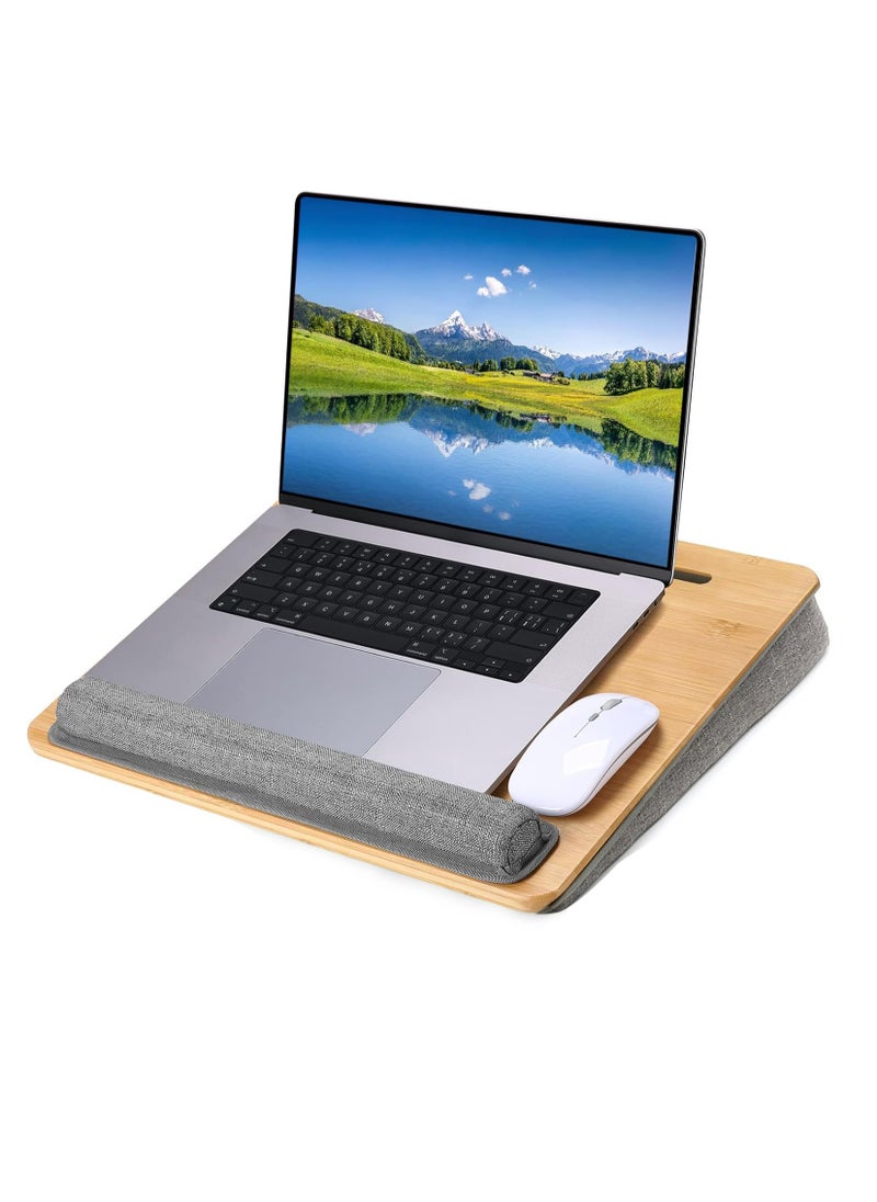 Generic - Sturdy and Thick Cushion Lap Desk, Fits 15 inch Laptop,Comfortable Foam, Device Holder Raised Ledge, Portable Computer Desks,Table Tray for Couch Bed, Lapdesk Accessories - Image 1