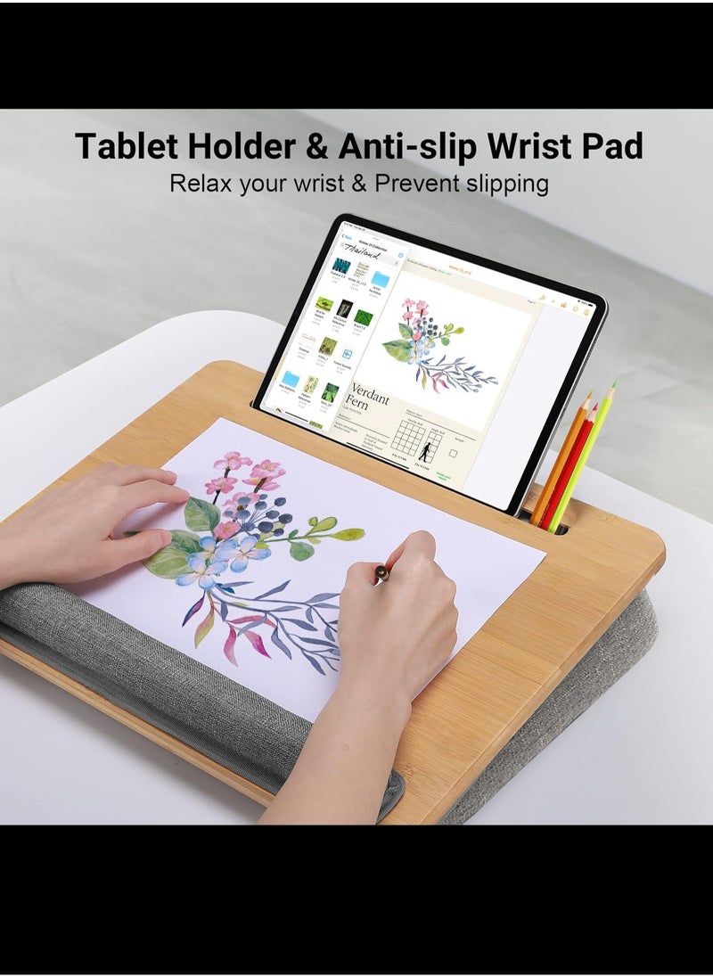 Generic - Sturdy and Thick Cushion Lap Desk, Fits 15 inch Laptop,Comfortable Foam, Device Holder Raised Ledge, Portable Computer Desks,Table Tray for Couch Bed, Lapdesk Accessories - Image 1