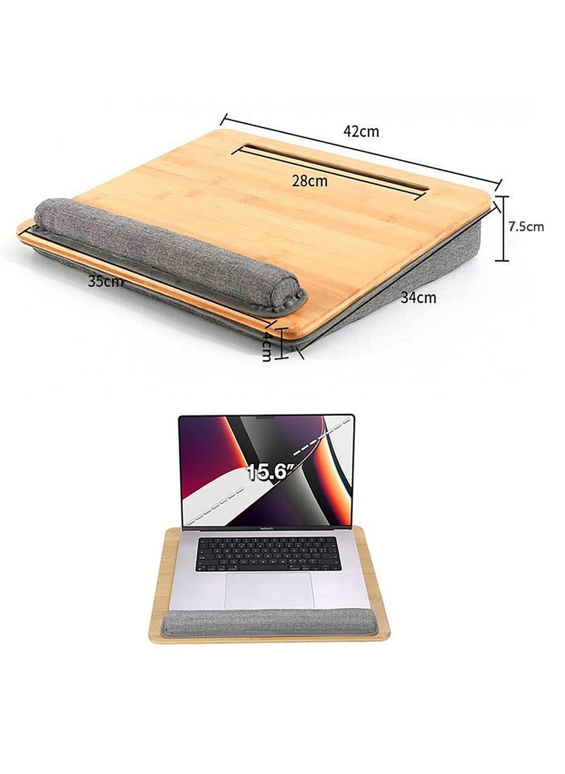 Generic - Sturdy and Thick Cushion Lap Desk, Fits 15 inch Laptop,Comfortable Foam, Device Holder Raised Ledge, Portable Computer Desks,Table Tray for Couch Bed, Lapdesk Accessories - Image 1
