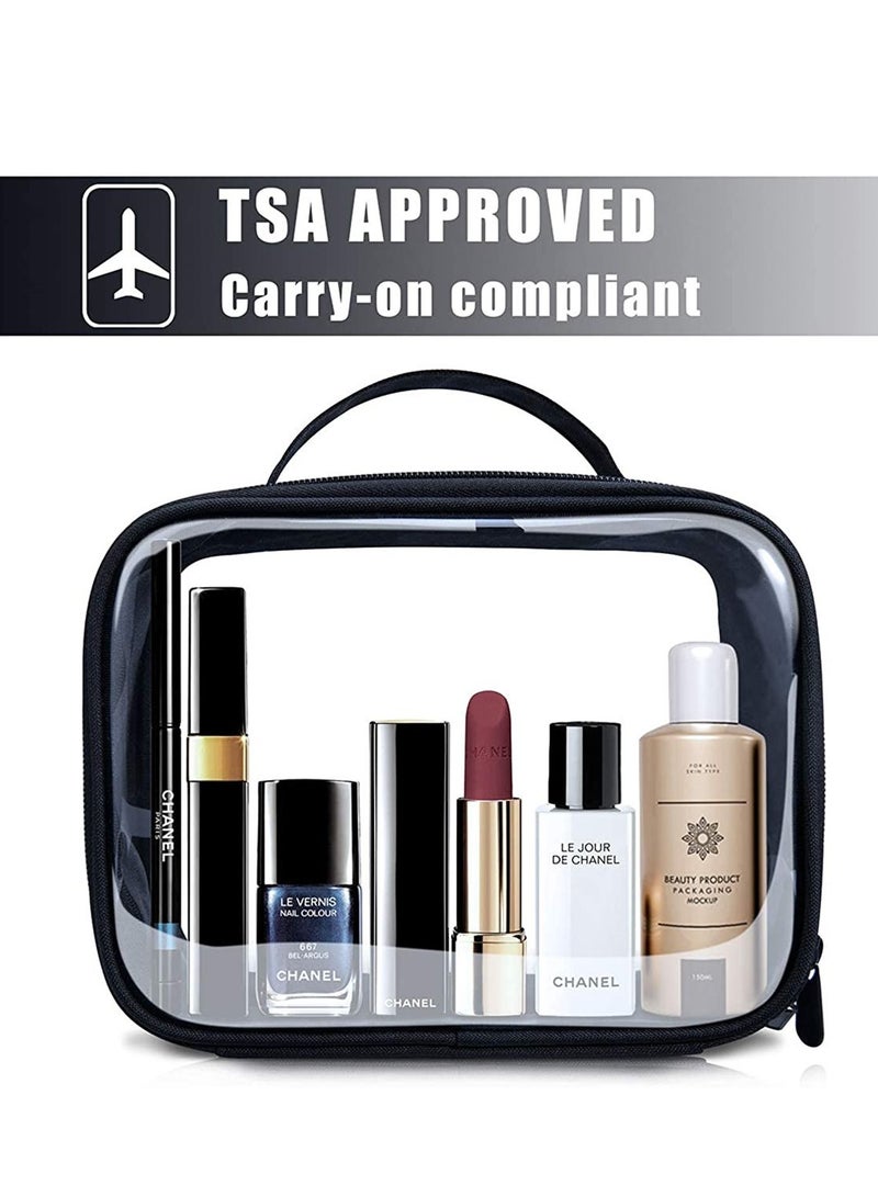 Excefore Toiletry Bag With Handle Strap, Clear Travel Liquids Toiletries & Cosmetics Organizer Carry-On Luggage for Women and Men 3 Pack - Image 2