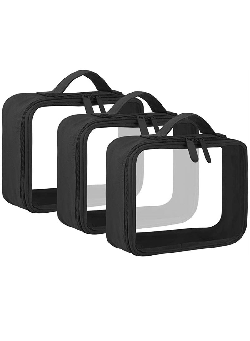 Excefore Toiletry Bag With Handle Strap, Clear Travel Liquids Toiletries & Cosmetics Organizer Carry-On Luggage for Women and Men 3 Pack - Image 1