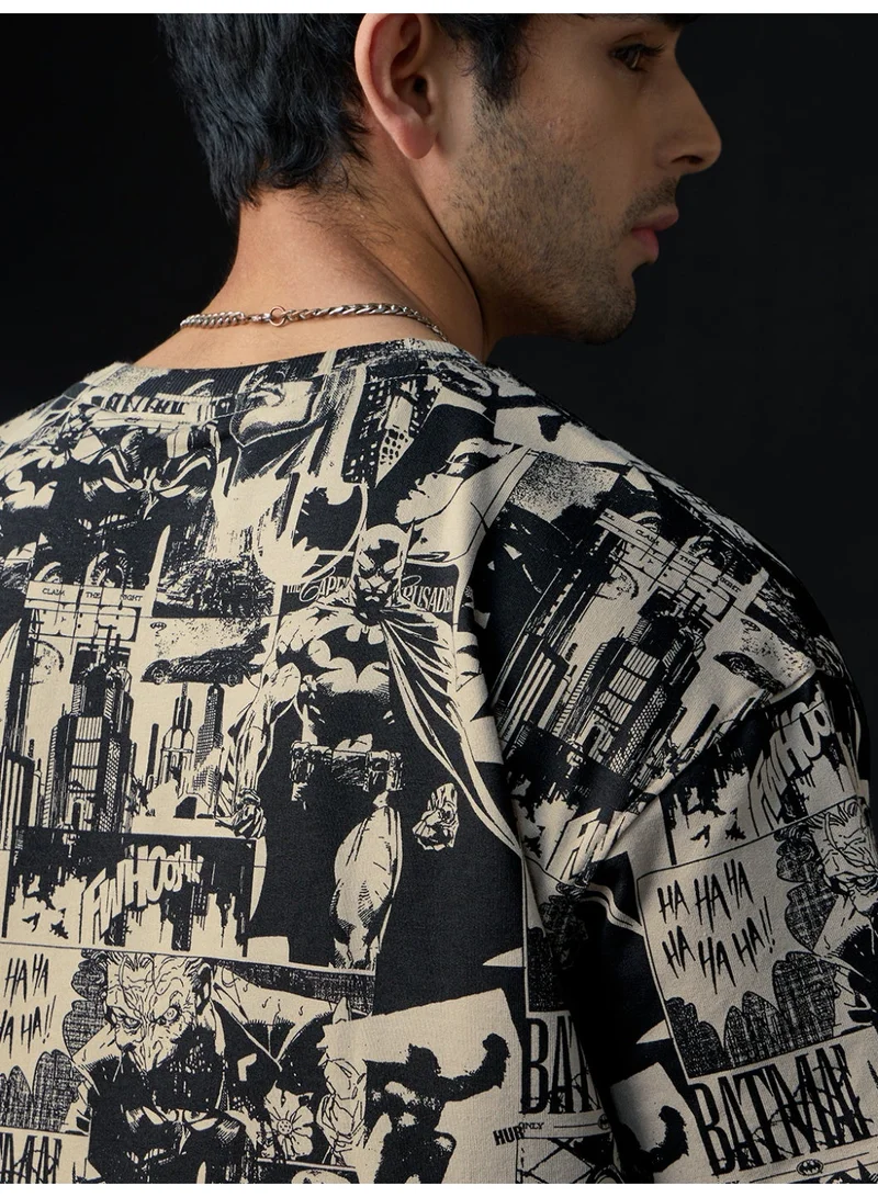 The Souled Store  The Souled Store Batman: Gotham City Men and Boys Half Sleeves Round Neck Graphic Printed Cotton Oversized Lightweight All-Season T-Shirt  | Best Price UAE