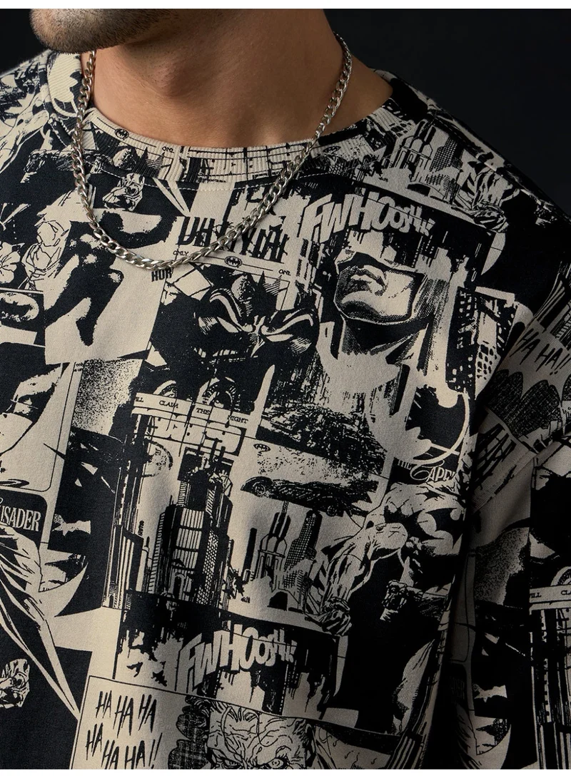 The Souled Store  The Souled Store Batman: Gotham City Men and Boys Half Sleeves Round Neck Graphic Printed Cotton Oversized Lightweight All-Season T-Shirt  | Best Price UAE