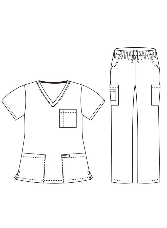DAGACCI Women's and Men's Medical Scrubs Top and Pants Set, Olive Green, L - Image 5
