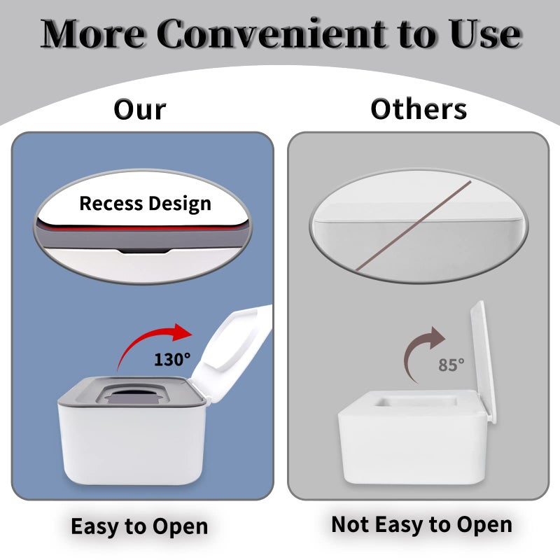 Lovppy 2Pcs Baby Wipes Dispenser, Diaper Wipe Holder with Lid, Refillable Wipes Case Container with Sealing Design, Flushable Wipes Pouch Case Storage Box for Bathroom, Keeps Wipes Fresh Easy Open & Close - Image 4