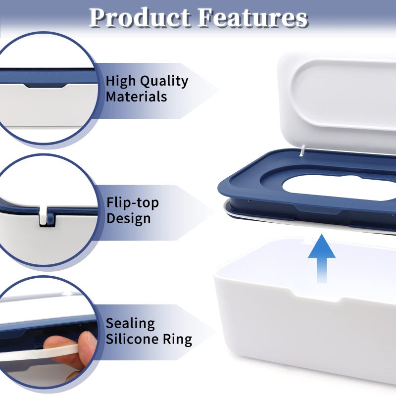 Lovppy 2Pcs Baby Wipes Dispenser, Diaper Wipe Holder with Lid, Refillable Wipes Case Container with Sealing Design, Flushable Wipes Pouch Case Storage Box for Bathroom, Keeps Wipes Fresh Easy Open & Close - Image 3