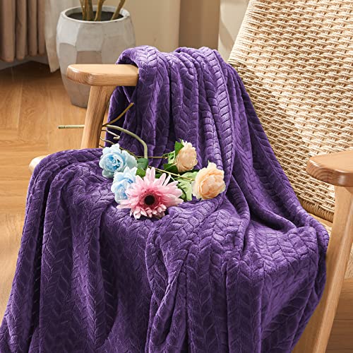 inhand Fleece Throw Blanket, Super Soft Fuzzy Blanket for Couch Sofa Bed Office, Cozy Plush Fleece Blanket Throw Size, Washable Lightweight Flannel Blankets Throw for All Season(50”x60”,Purple) - Image 2