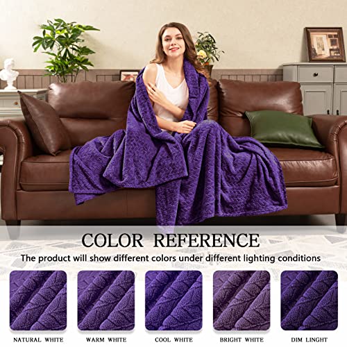 inhand Fleece Throw Blanket, Super Soft Fuzzy Blanket for Couch Sofa Bed Office, Cozy Plush Fleece Blanket Throw Size, Washable Lightweight Flannel Blankets Throw for All Season(50”x60”,Purple) - Image 5