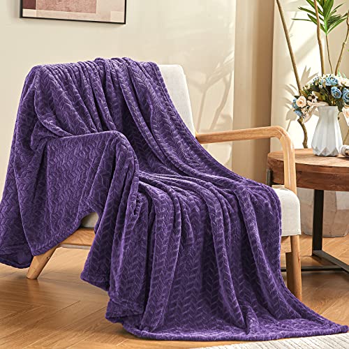 inhand Fleece Throw Blanket, Super Soft Fuzzy Blanket for Couch Sofa Bed Office, Cozy Plush Fleece Blanket Throw Size, Washable Lightweight Flannel Blankets Throw for All Season(50”x60”,Purple) - Image 1