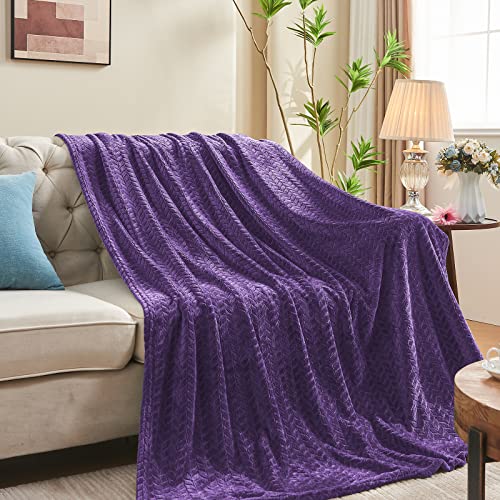 inhand Fleece Throw Blanket, Super Soft Fuzzy Blanket for Couch Sofa Bed Office, Cozy Plush Fleece Blanket Throw Size, Washable Lightweight Flannel Blankets Throw for All Season(50”x60”,Purple) - Image 4