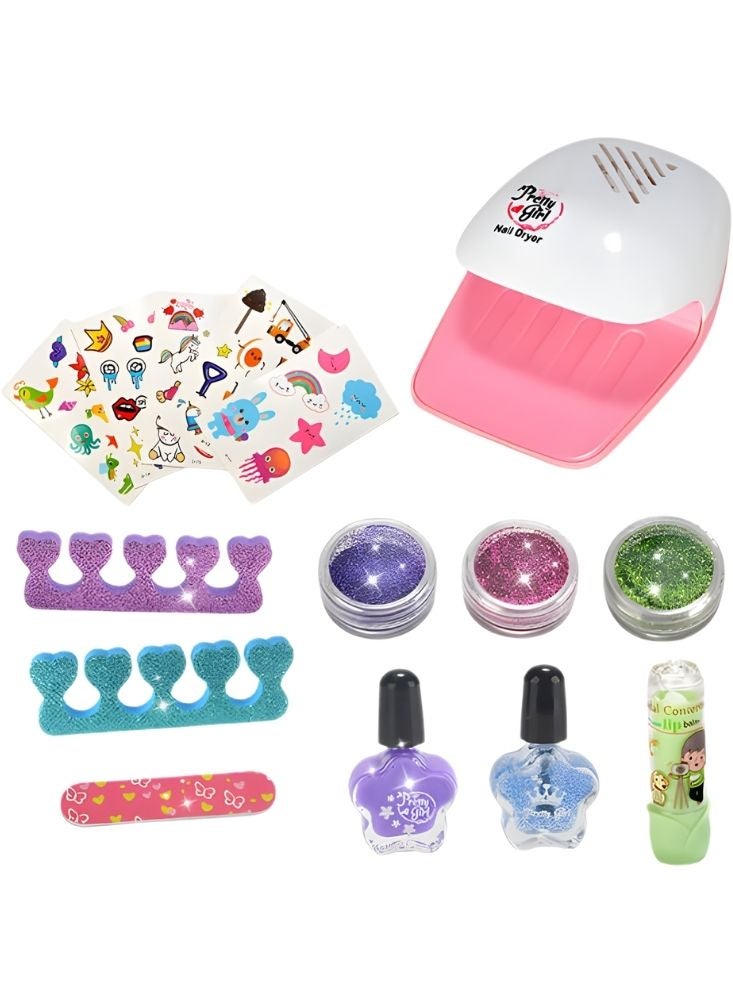 بريميم مجموعة ألعاب كورومي لتزيين الأظافر باللونين البنفسجي والأزرق، تتضمن طلاء أظافر لامع ومجفف وملحقات - Image 1