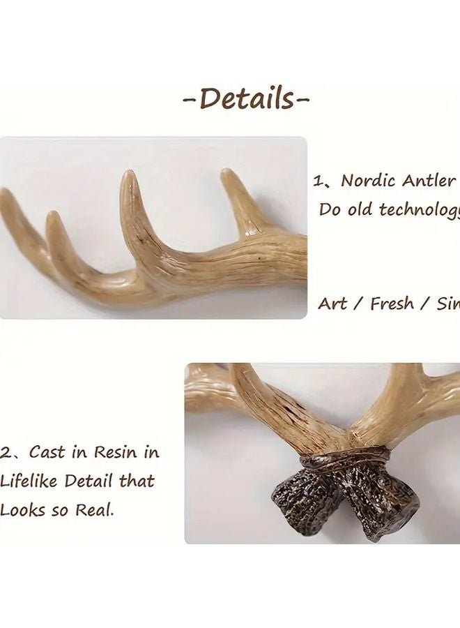 قرن الغزال البني حائط خطاف تصميم بدائي متعدد الوظائف لتنظيم مدخل المنزل - Image 3