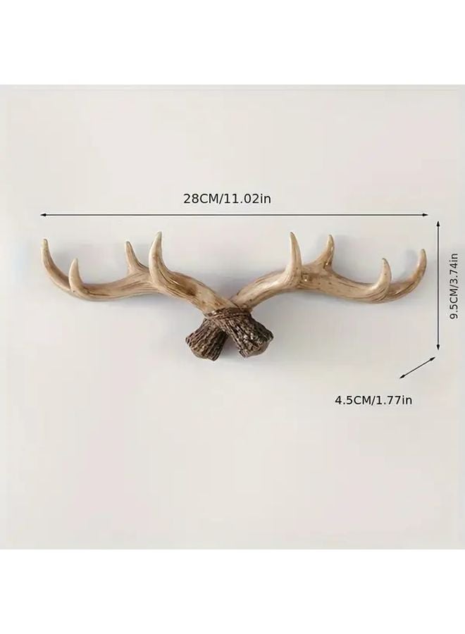 قرن الغزال البني حائط خطاف تصميم بدائي متعدد الوظائف لتنظيم مدخل المنزل - Image 4