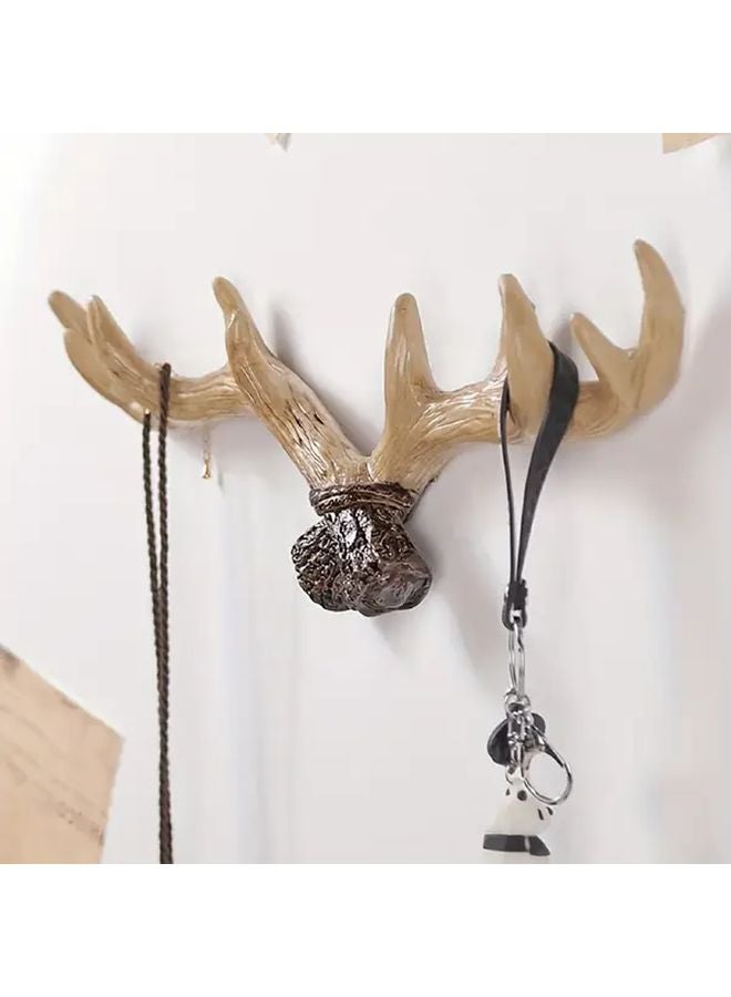 قرن الغزال البني حائط خطاف تصميم بدائي متعدد الوظائف لتنظيم مدخل المنزل - Image 5