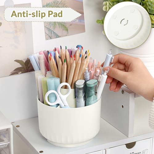 SKYDUE 360 Degree Rotating Desk Organizer, Small Dual-Purpose Pencil Pen Holder for Desk, Rotating Pencil Cup with 5 Slots, Office Supplies, Desk Decor for Office, School, Home - Image 3