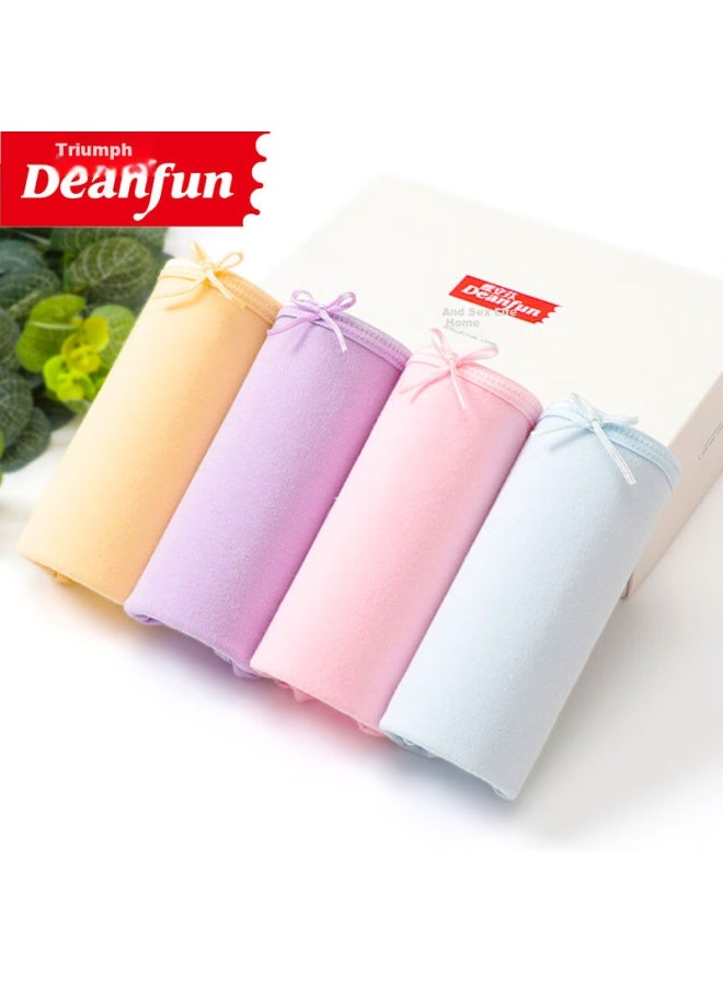 Deanfun Women's Underwear Elegant Pure Color Comfortable High Elasticity Women's Triangle Shorts 4-pack Gift Box L - Image 1