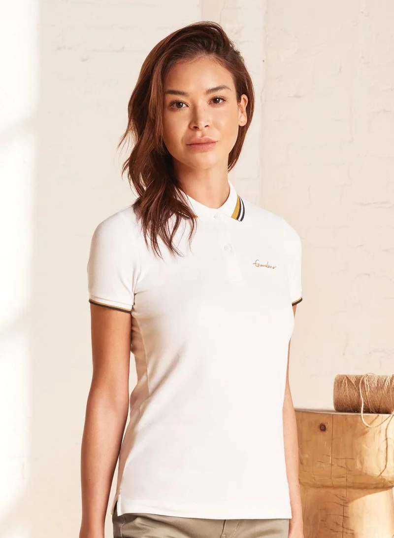 GIORDANO Women's Classic Cotton Pique Polo - Slim Fit, Embroidered Detail