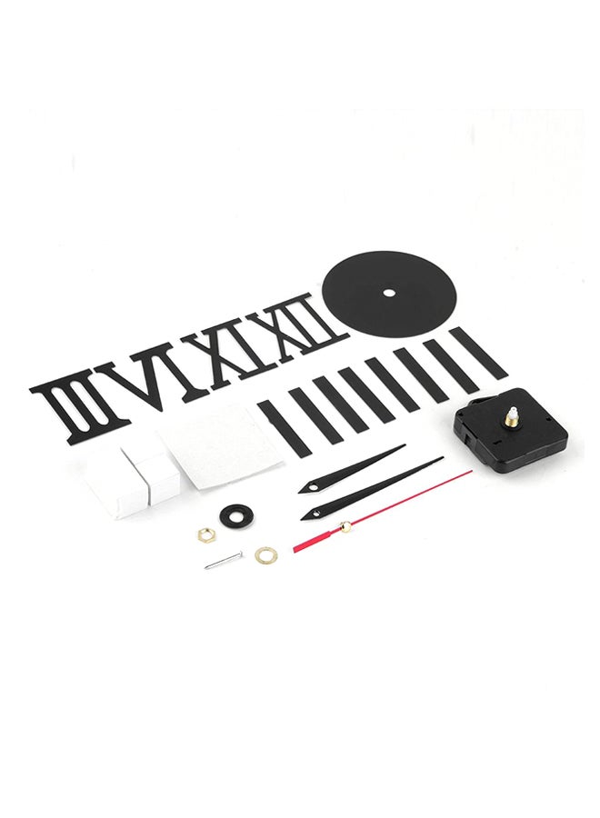 OUTAD Round Analog 3D Sticker Mirror Effect Wall Clock Silver/Black - Image 1