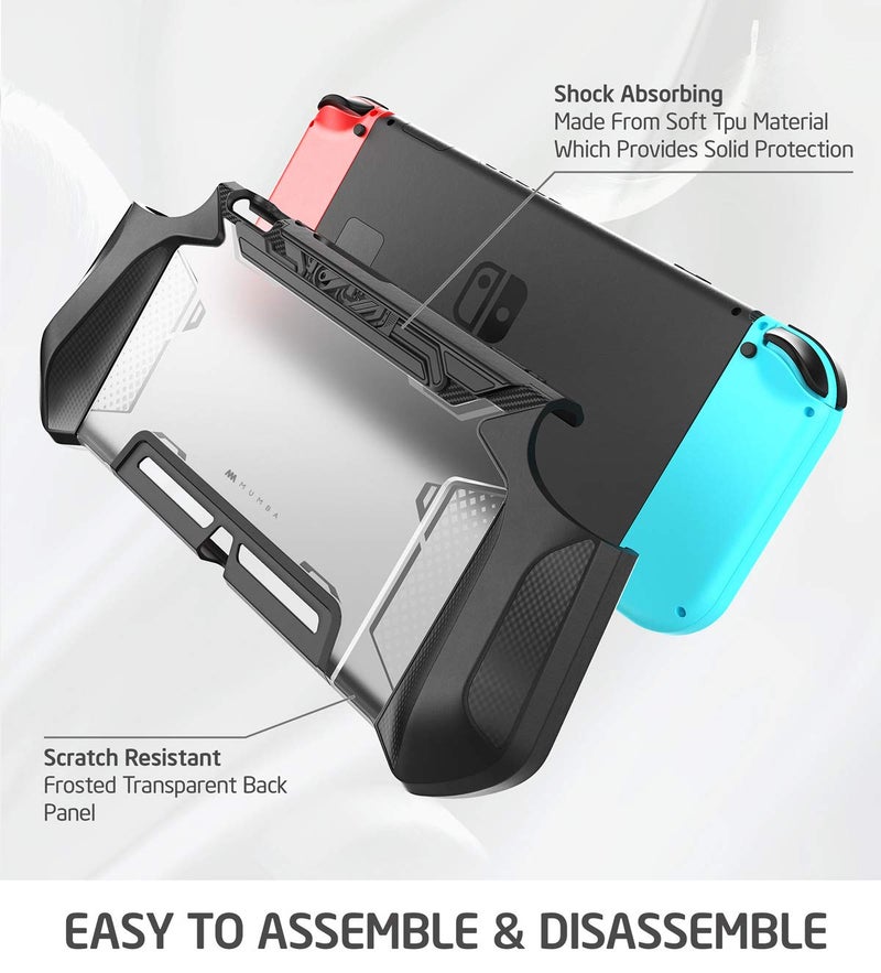 Mumba Dockable Case for Nintendo Switch, [Blade Series] TPU Grip Protective Cover Case Compatible with Nintendo Switch Console and Joy-Con Controller (Black) - Image 4