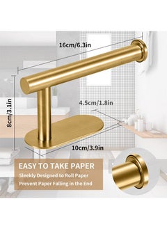 FLYROAD Toilet Paper Holder,Brushed Nickel,Wall Mount, Upgraded Adhesive Toilet Roll Holder,no Drilling,Bathroom/Rv/Washroom,Stainless Steel,Rustproof (Gold)  - Image 2